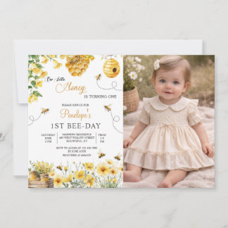 Convite Bee Flower Our Little Honey Is Turning Birthday 