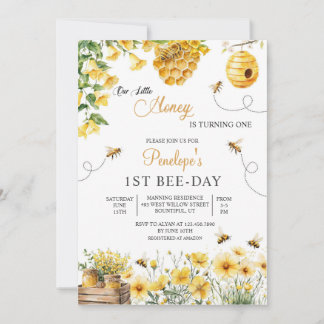 Convite Bee Flower Our Little Honey Is Turning Birthday