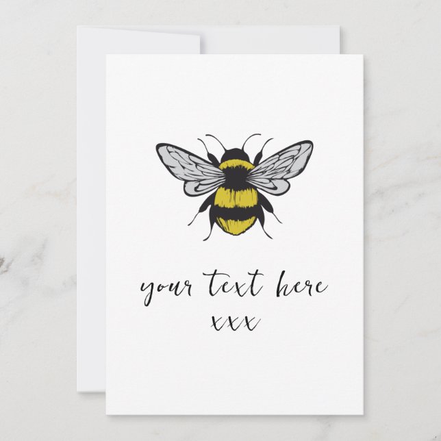 Convite Bee Illustration - adicione seu próprio texto (Frente)
