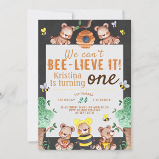 Convite Bee-Lieve It Honey Bear Birthday