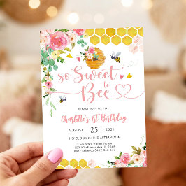 Convite Bee Theme 1st Birthday Invitation