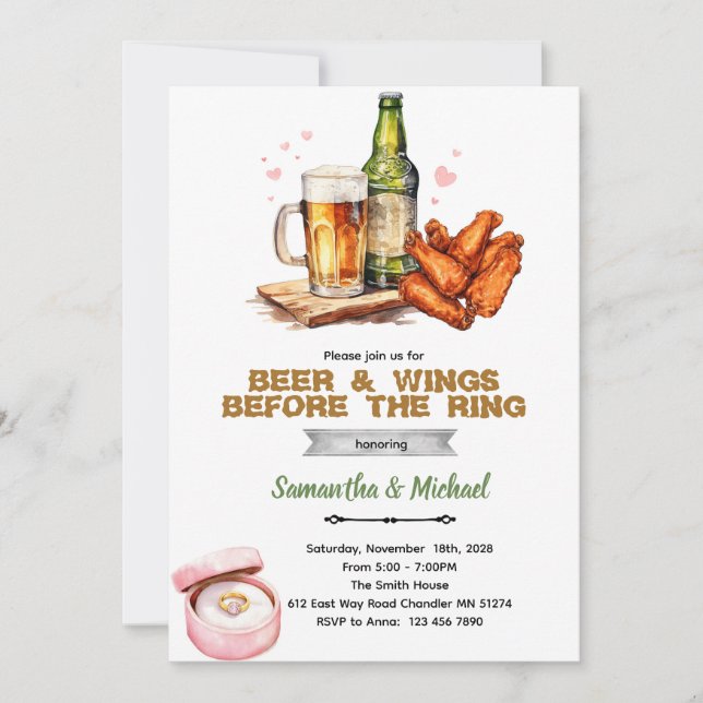 Convite Beer And Wings Couples Shower Invitation (Frente)