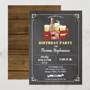 Convite Beer aniversário de 30 anos 30 quadro retro bar