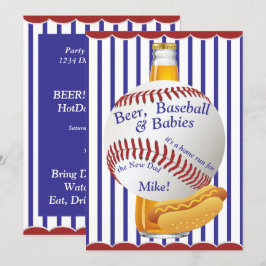 Convite Beer beer de Chá de fraldas de pai Baseball e Bebê