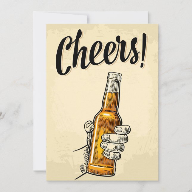 Convite Beer Drinker Cheers Beer Retro Vintage (Frente)