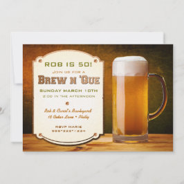 Convite Beer Leather Rivets Brew N 'Que