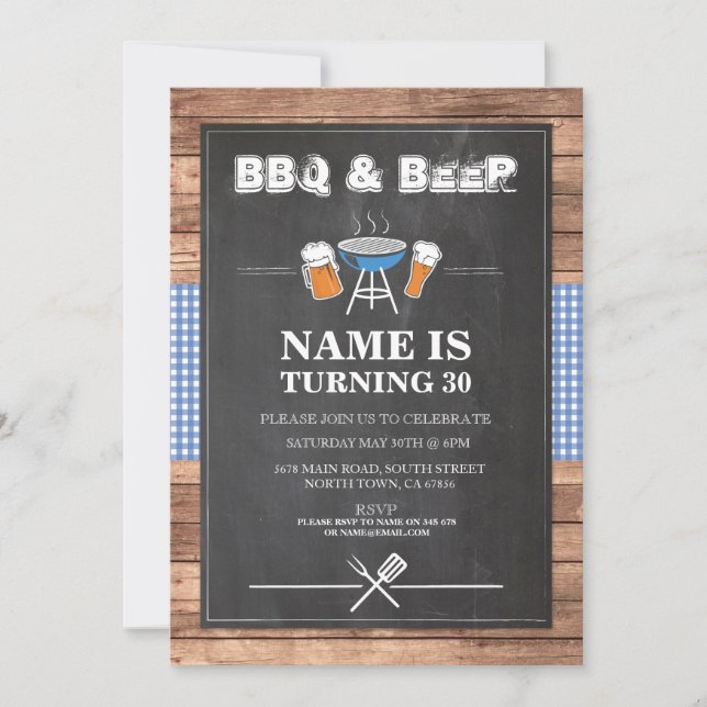 Convite Beers & Cheers CHURRASCO Festa de aniversário QUAL (Frente)