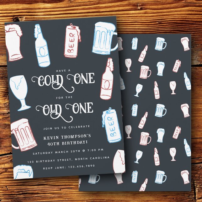 Convite Beers Rustic Hand Drawn Whimsical Beer Birthday (Beers Rustic Hand Drawn Whimsical Beer Birthday Invitation)