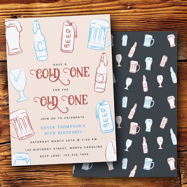 Convite Beers Rustic Hand Drawn Whimsical Beer Birthday (Beers Rustic Hand Drawn Whimsical Beer Birthday Invitation)