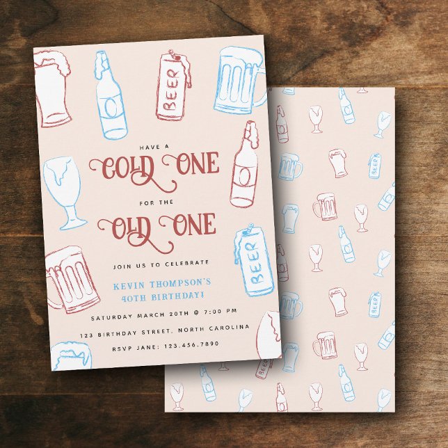 Convite Beers Rustic Hand Drawn Whimsical Beer Birthday (Beers Rustic Hand Drawn Whimsical Beer Birthday Invitation)