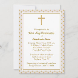 Convite bege comunitário com Bolinhas Douradas