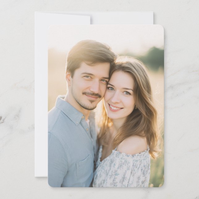 Convite Bege Romântico Natural Foto (Frente)