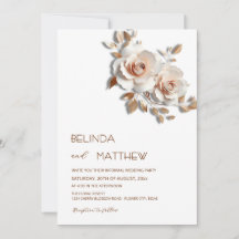 Bege Rosa Dourado Flores 3D Simples