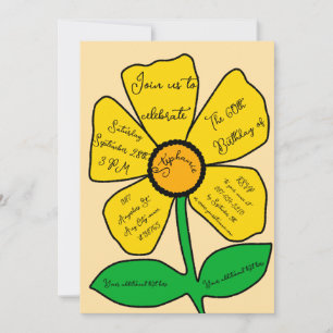 Convite Beige 60th Birthday Dourado Doodle Flower