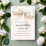 Convite Beige arco elegante Sweet 16<br><div class="desc">Um bege macio,  fundo colorido creme,  decorado com um arco grande. Personalize e adicione um nome e detalhes da parte.</div>