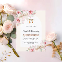 Beige arcos cor-de-rosa arco Quinceanera
