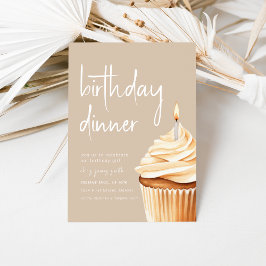 Convite Beige Birthday Janta com Cupcake