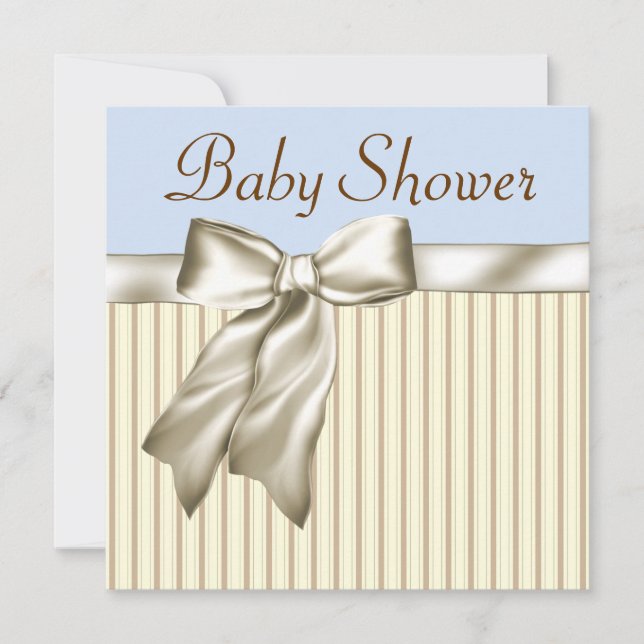 Convite Beige Blue Brown Baby Shower Invtions (Frente)