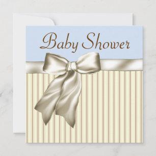 Convite Beige Blue Brown Baby Shower Invtions