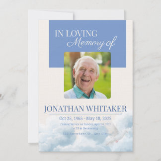Convite Beige & Blue Sky Funeral Invitation Template