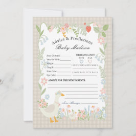Convite Beige Bobo Goose Floral Gingham Advice para Bebê