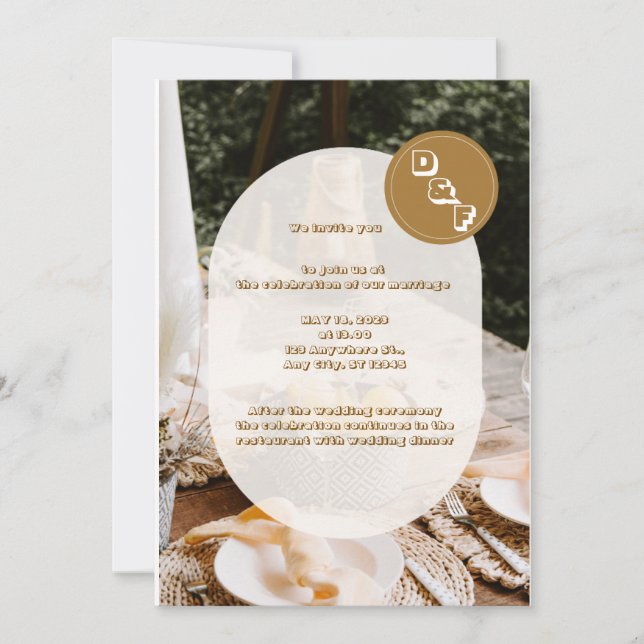 Convite Beige Boho Wedding Brunch (Frente)