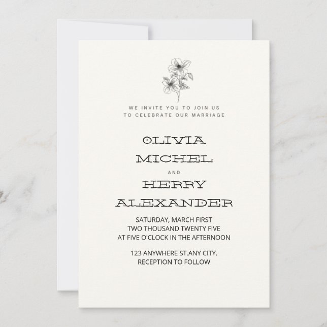 CONVITE BEIGE BOTANIC CLASSY INVITATION (Frente)