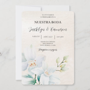 Convite Beige branco e verdejante espanhol