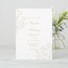Convite Beige Corner Floral Boho Wedding