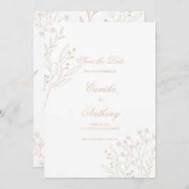 Convite Beige Corner Floral Boho Wedding