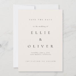 Convite Beige Cream e Black Elegant Boho Salvar a Data