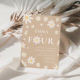 Convite Beige Daisy Quarto Quarto e Quarto Aniversário