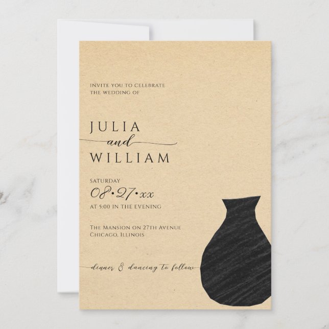 Convite Beige e estética negra | Casamento (Frente)