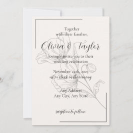 Convite Beige Elegance Wedding Invitations v2