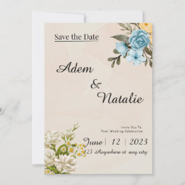 Convite Beige elegant Wedding Card