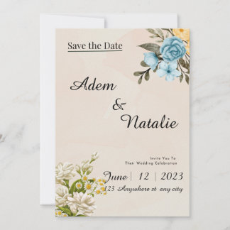 Convite Beige elegant Wedding Card
