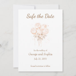 Convite Beige Elegante e ouro em segurança da data