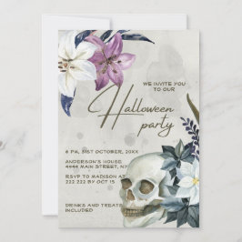 Convite Beige Floral Halloween