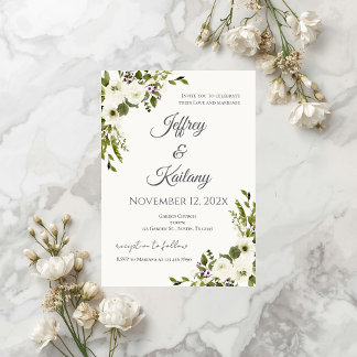 Convite Beige Flowers Wedding