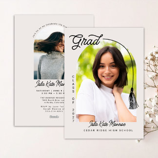 Convite Beige Grad Announcement and Invitation with Photo