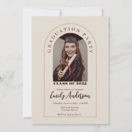 Convite Beige graduation card with photo
