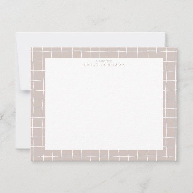 Convite Beige Grid Frame Note Card (Frente)