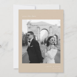 Convite Beige Minimalist Elegant Photo Save the date (Imag