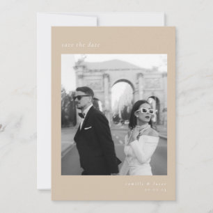Convite Beige Minimalist Elegant Photo Save the date (Imag