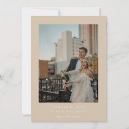 Convite Beige Minimalist Elegant Photo Save the date (Imag