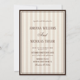 Convite Beige Mocca Stripes Wedding