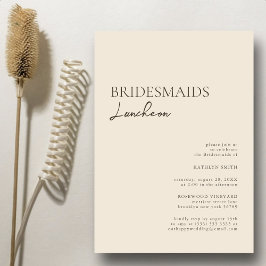 Convite Beige Modern Whimsical Script Bridesmaids Luncheon