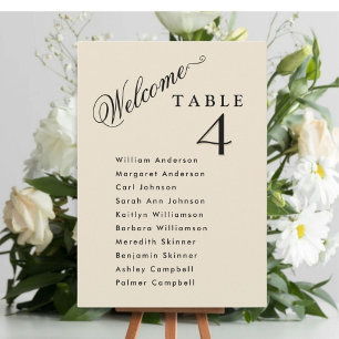 Convite Beige, Placas de Casamento com Nomes de Convidado