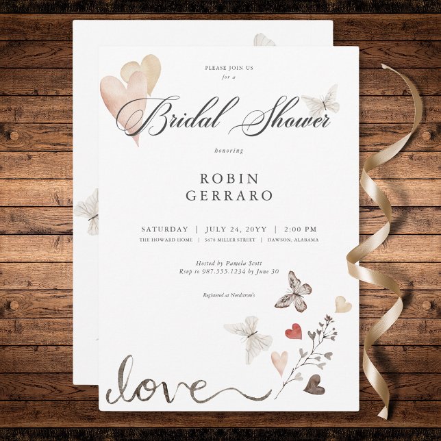 Convite Beige Rustic Boho Love Chá de panela (Beige Rustic Boho Love Bridal Shower Invitation)