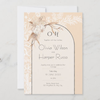 Convite beige wedding invitation